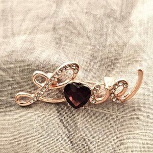Rhinestone Love & Heart Pin